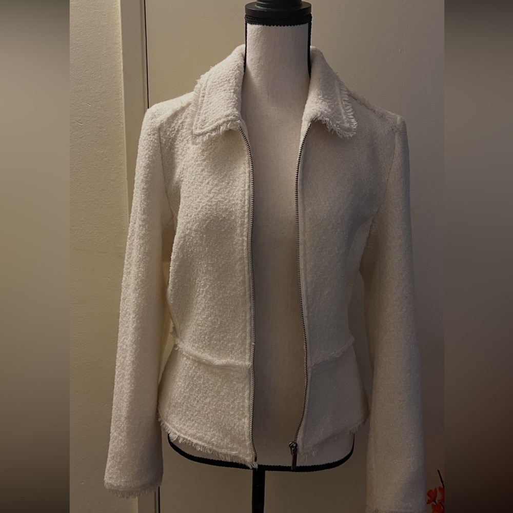 Halogen Beige Teddy Zip-Up Jacket